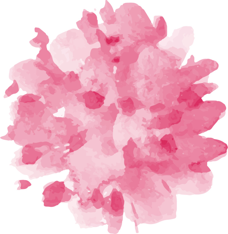 水彩唯美花朵高清PNG透明装饰元素与墨迹笔触设计素材免费下载