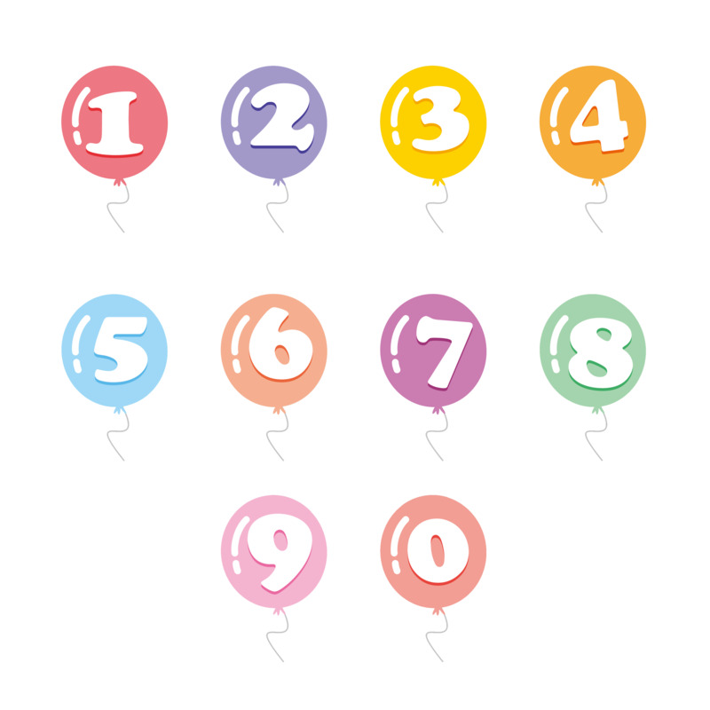 1234567890气球高清PNG透明装饰素材免费下载