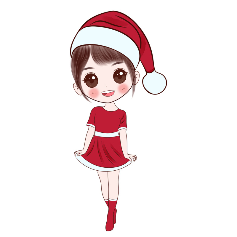 圣诞节卡通小女孩高清PNG透明图片-节日设计素材免费下载