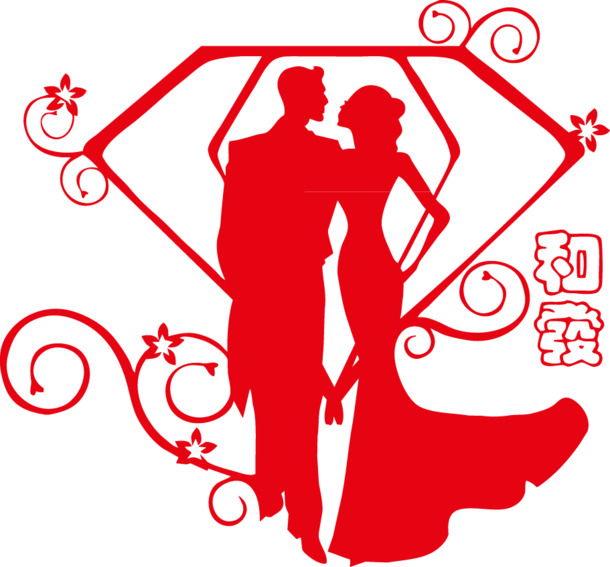 男女浪漫剪纸情人节高清PNG透明图片设计素材免费下载