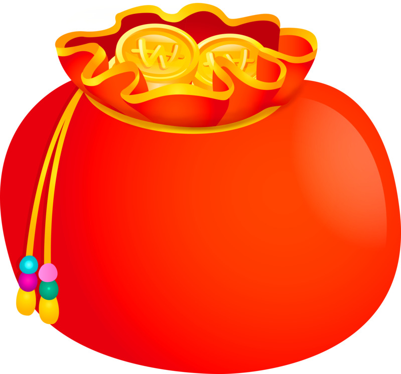 福袋金币高清PNG透明图 节日元旦春节元宵设计素材免费下载