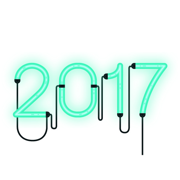 矢量2017艺术字发光高清PNG透明图片 节日素材免费下载