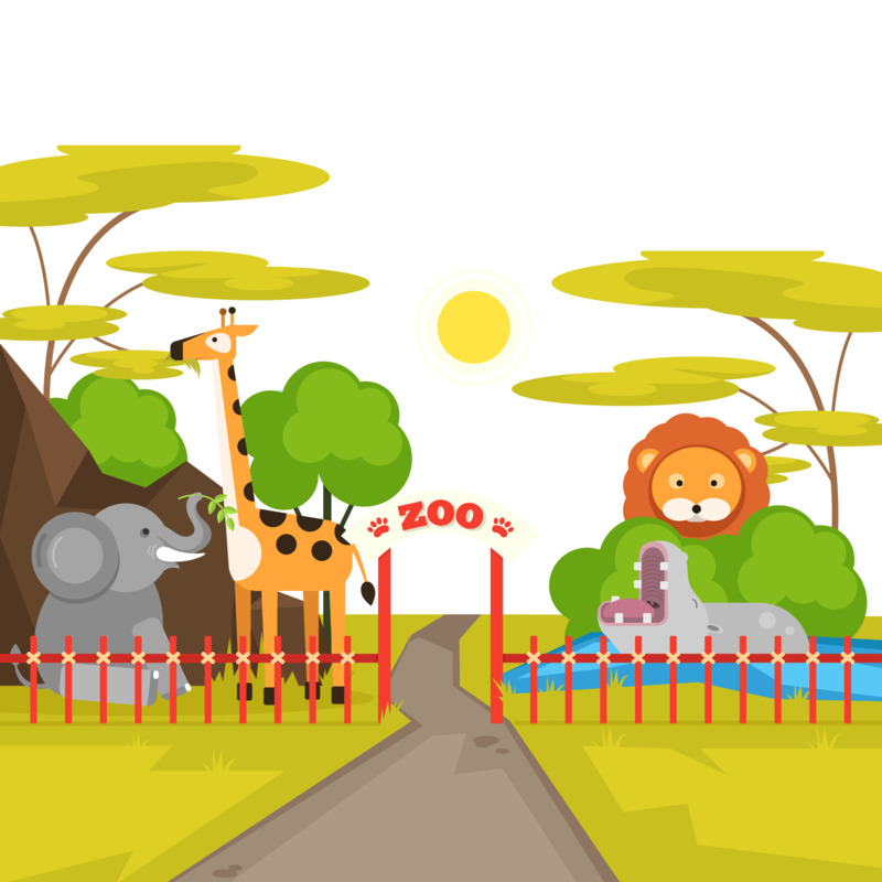 可爱动物园入口手绘卡通矢量高清PNG透明图片设计素材免费下载