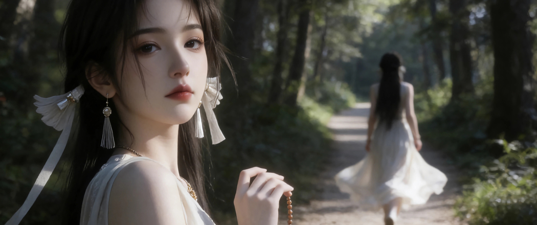 森林白裙宋玉4K动漫高清壁纸3440x1440带鱼屏免费下载