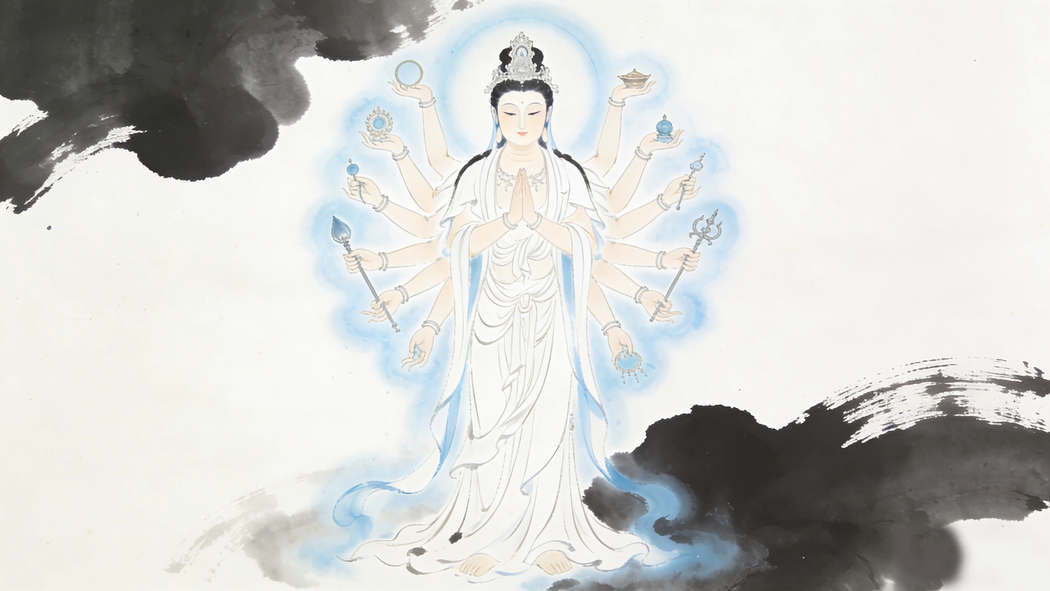 千手观音水墨风4K宗教高清壁纸3840x2160免费下载