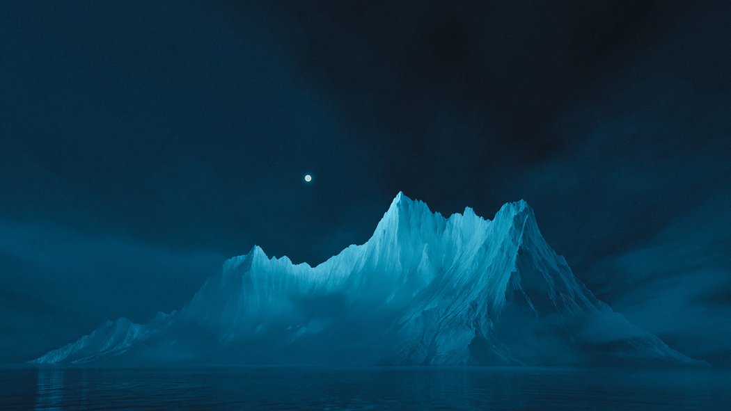 夜晚海与冰山4K高清风景壁纸3840x2160免费下载