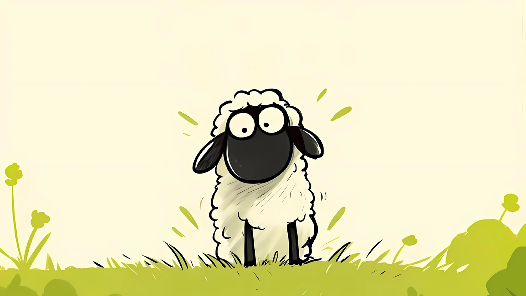 可爱小羊肖恩手绘绿色草地4K动漫高清壁纸3840x2160免费下载