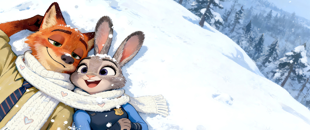 疯狂动物城2朱迪狐尼克雪地4K剧照 3440x1440带鱼屏高清壁纸免费下载