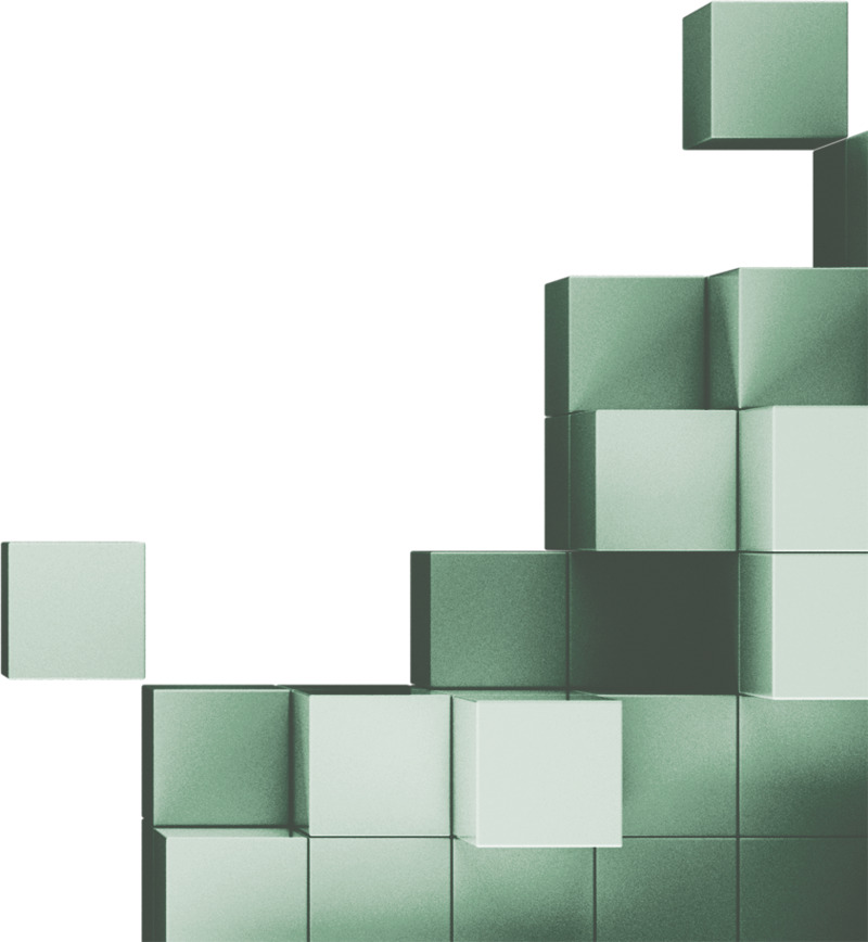 俄罗斯绿色方块叠放几何图高清PNG透明漂浮元素设计素材免费下载