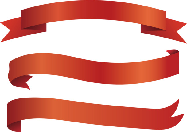 漂亮红丝带高清PNG透明漂浮彩带设计素材免费下载