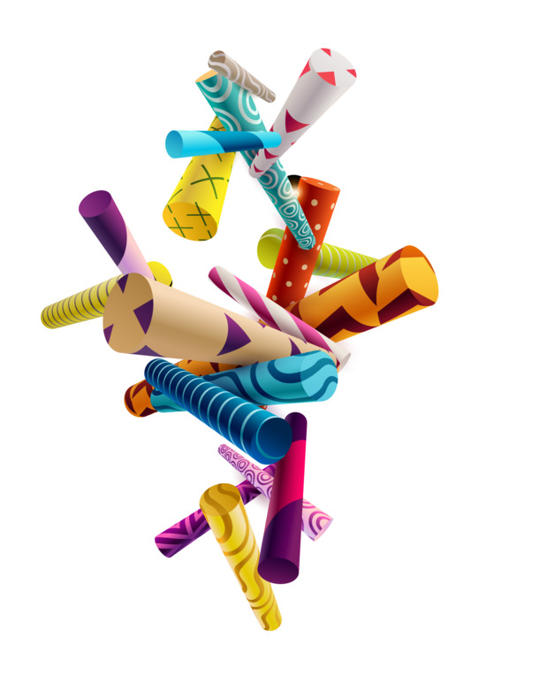 矢量创意不规则圆柱漂浮高清PNG透明装饰元素PPT设计素材免费下载