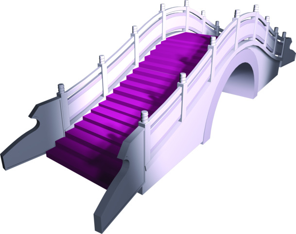 紫色立体鹊桥高清PNG透明情人节设计素材免费下载