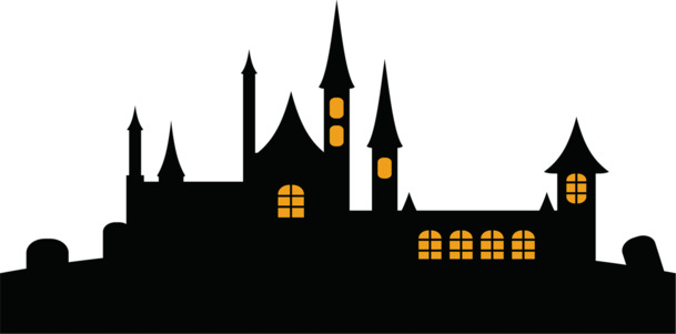 万圣节黑色房子灯光高清PNG透明图片-节日设计素材免费下载