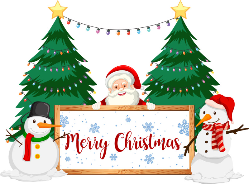 圣诞老人与圣诞快乐元素高清PNG透明图片-免费圣诞节设计素材下载