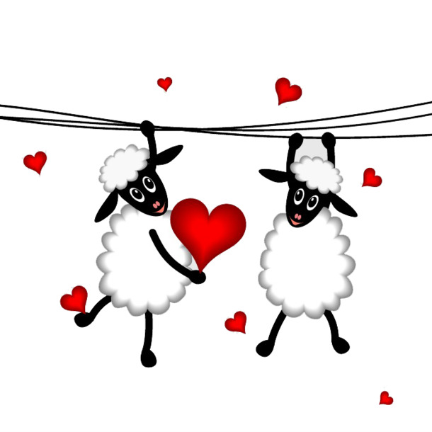 小绵羊恋爱情人节高清PNG透明图片设计素材免费下载