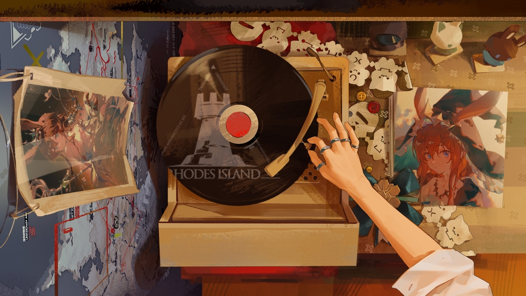 女孩手指轻触留声机 复古风怀旧4K动漫高清壁纸3840x2160免费下载