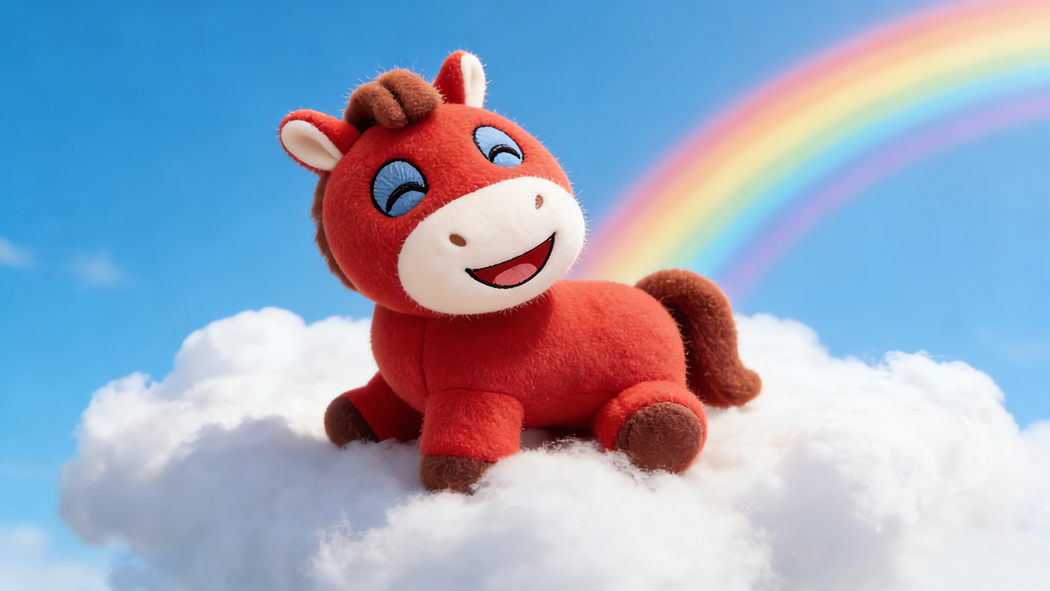 开心马与云朵彩虹天空4K高清壁纸3840x2160免费下载