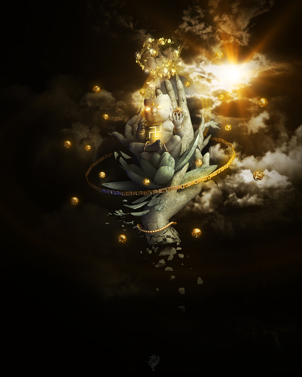 婴尊佛变创意抽象梦幻高清PNG透明插画设计素材免费下载