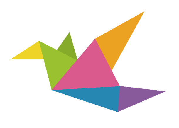 扁平风格千纸鹤几何漂浮元素高清PNG透明设计素材免费下载