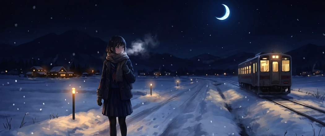 冬天短发女孩围巾月光铁路3440x1440带鱼屏4K动漫高清壁纸免费下载 冬天短发女孩围巾月光铁路3440x1440带鱼屏4K动漫高清壁纸免费下载
