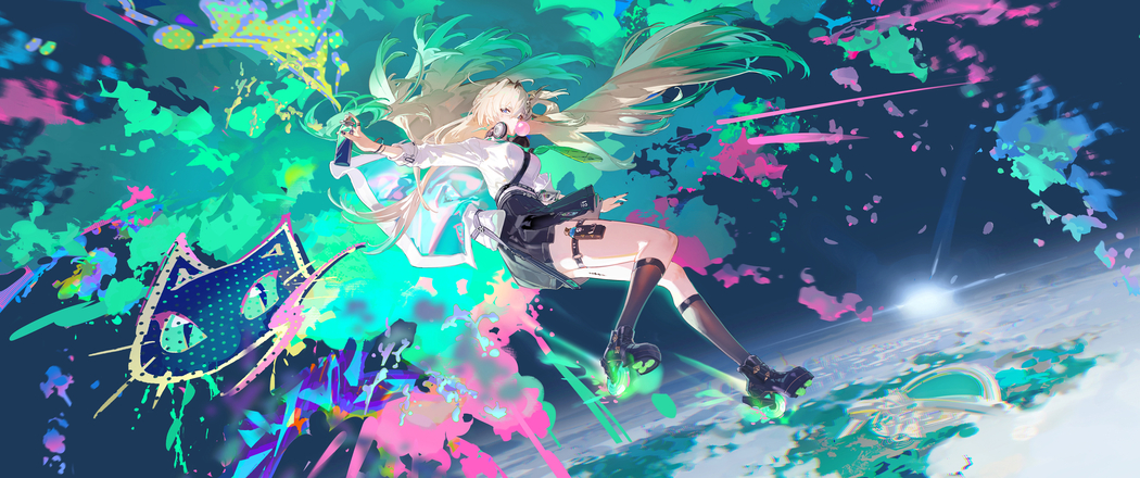 动漫女孩金发彩色颜料3440x1440带鱼屏4K高清壁纸免费下载 动漫女孩金发彩色颜料3440x1440带鱼屏4K高清壁纸免费下载