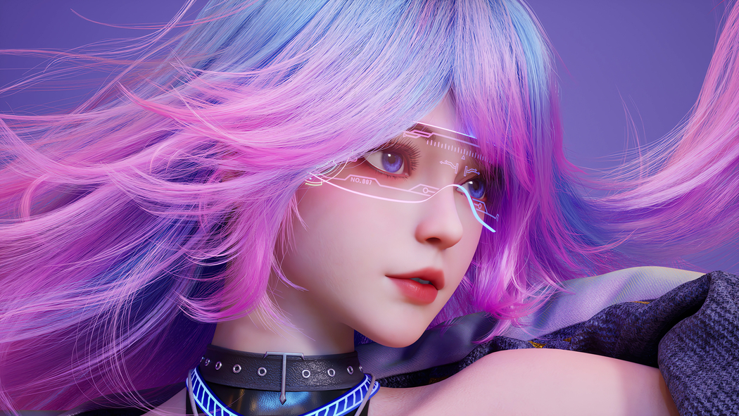 科技女孩粉色长发4K动漫高清壁纸3840x2160免费下载