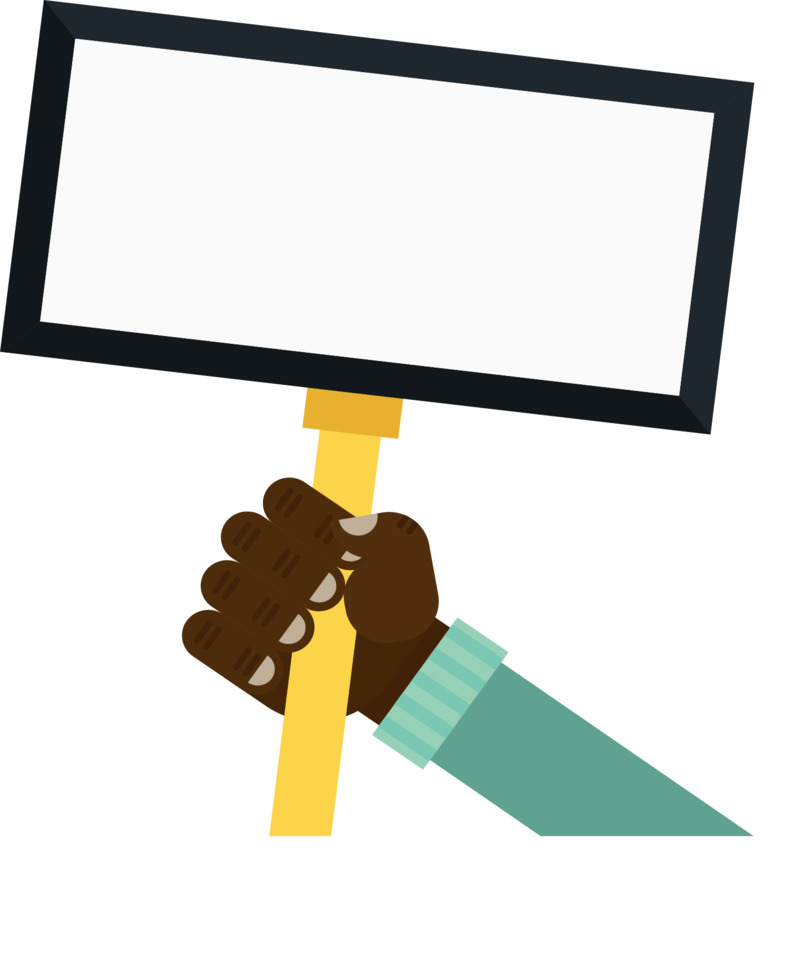 手拿牌子卡通标题框高清PNG透明装饰边框素材免费下载