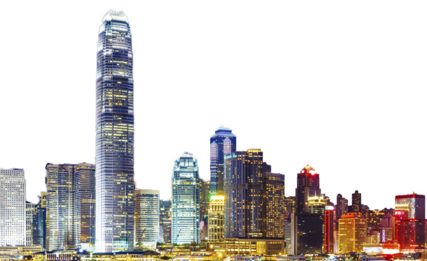 香港城市房屋夜景高清PNG透明装饰素材免费下载