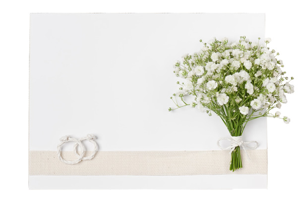 白色鲜花纸戒指信笺高清PNG透明植物装饰设计素材免费下载