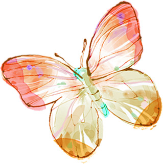 手绘黄粉色水彩蝴蝶高清PNG透明装饰元素动物设计素材免费下载