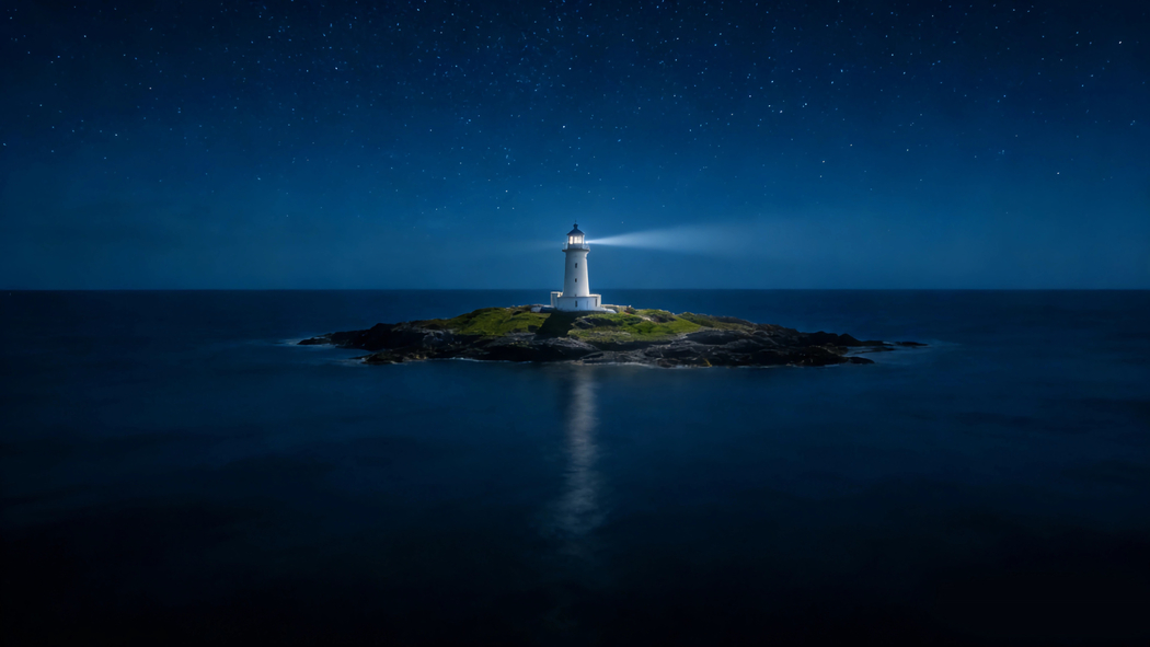 小岛灯塔星空4K高清风景壁纸3840x2160免费下载