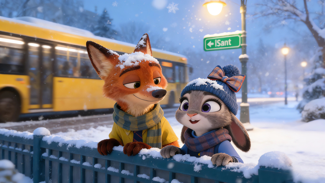 冬季公交车朱迪尼克4K高清剧照电脑壁纸3840x2160免费下载