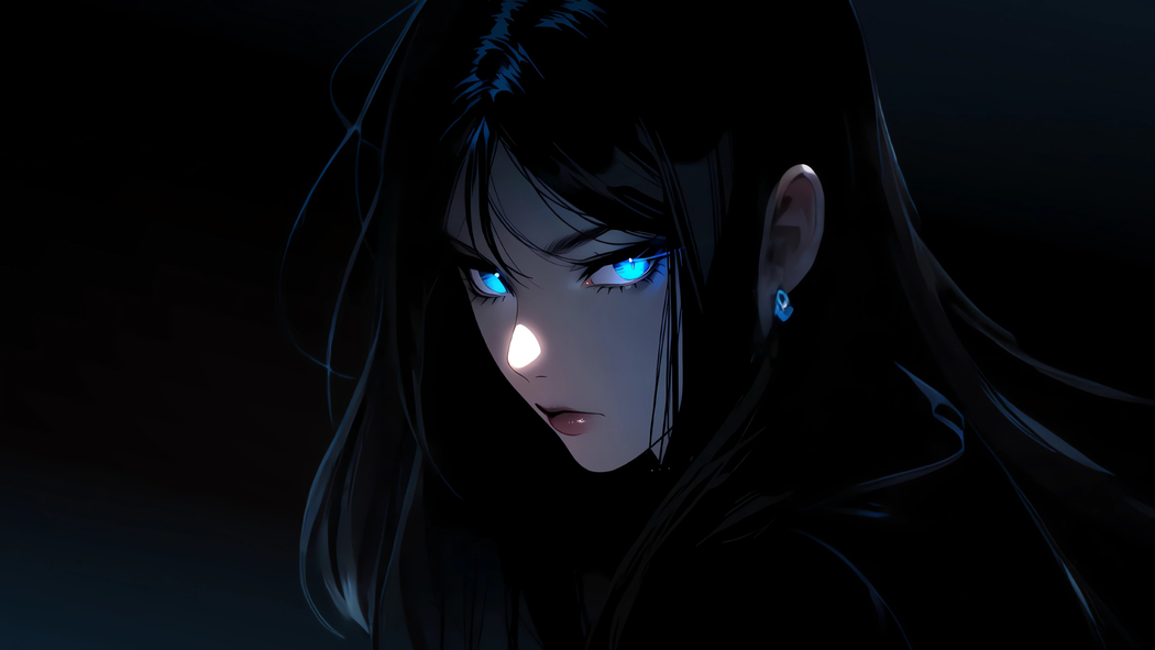 暗黑蓝瞳动漫美女 4K高清壁纸3840x2160免费下载