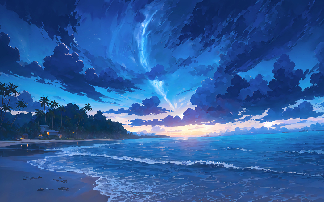 天空云与海边海水2880x1800高清风景壁纸免费下载