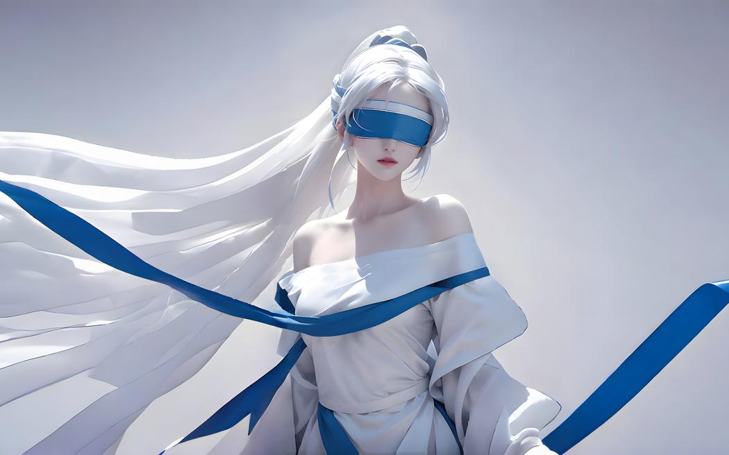 眼罩蒙眼白色裙子女孩 2880x1800高清壁纸免费下载