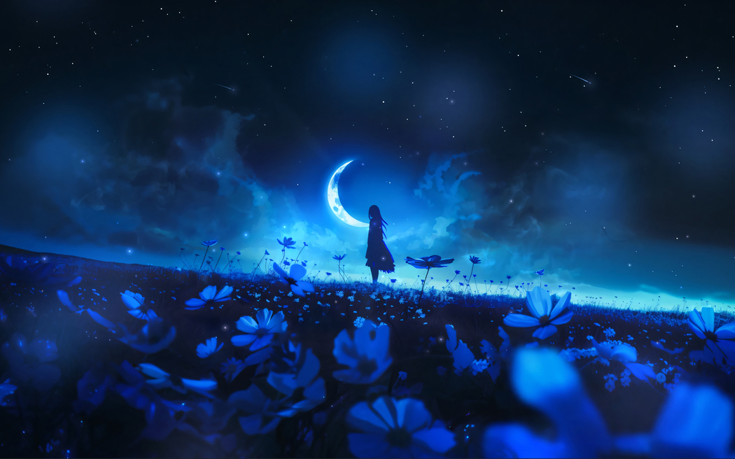 月光少女星空月亮主题2880x1800高清壁纸免费下载