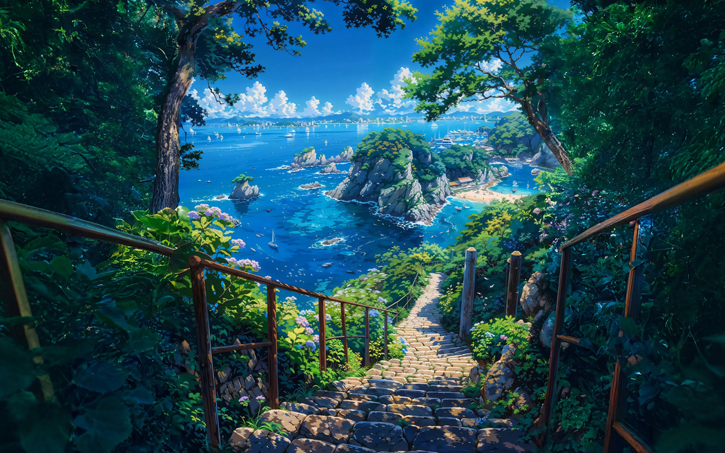 夏日海滨风景2880x1800高清电脑壁纸免费下载