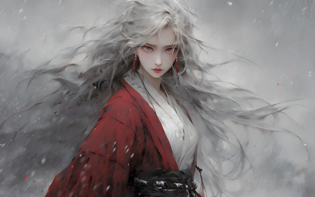 古风红衣长发女孩2880x1800高清壁纸免费下载