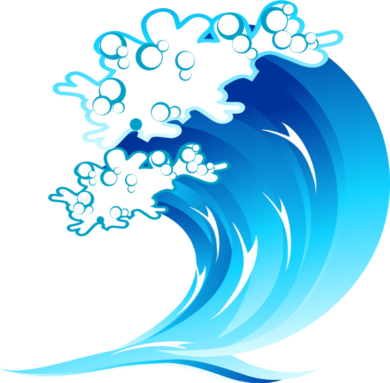 卡通蓝色浪花高清PNG透明装饰元素花纹设计素材免费下载