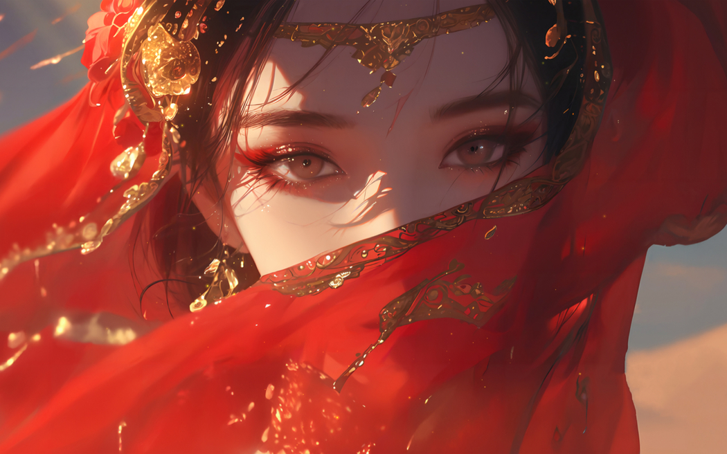 古风红色新娘异域美女 2880x1800高清电脑壁纸免费下载