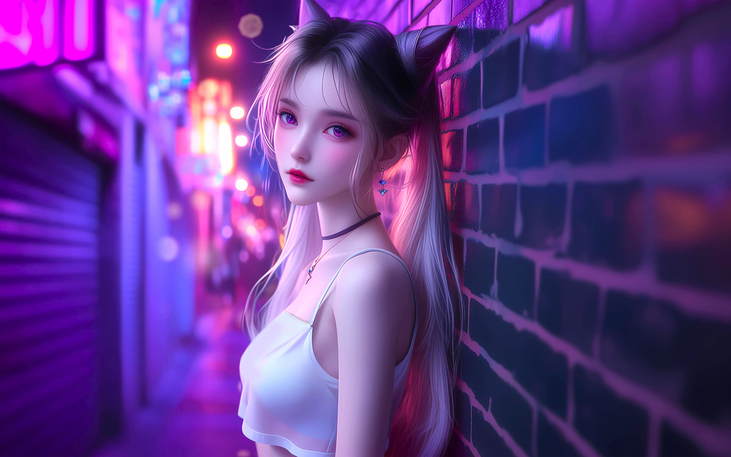 朋克狐耳女孩高清壁纸2880x1800 免费下载适用平板笔记本便携设备