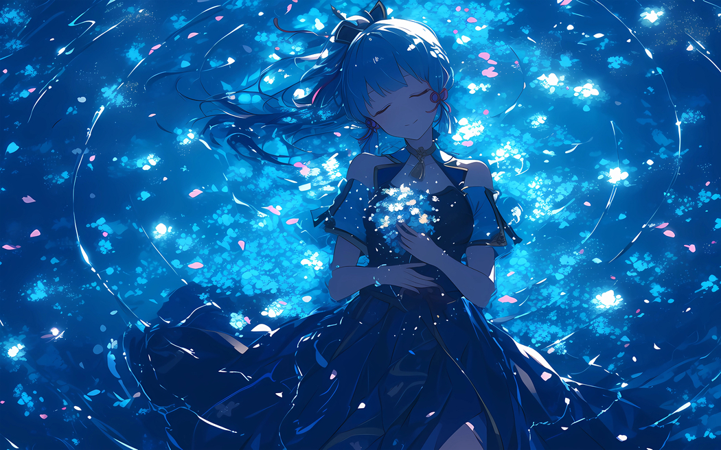 水与花瓣主题 原神神里绫华2880x1800高清壁纸免费下载