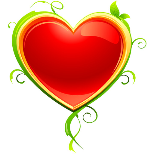 手绘爱心绿叶边框高清PNG透明素材-情人节节日元素设计免费下载