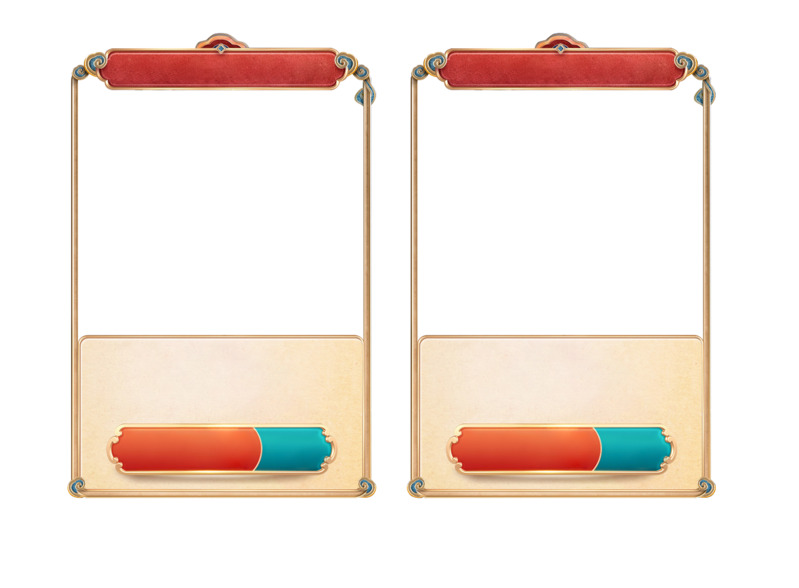 中国风金属框展位边框高清PNG透明装饰素材免费下载