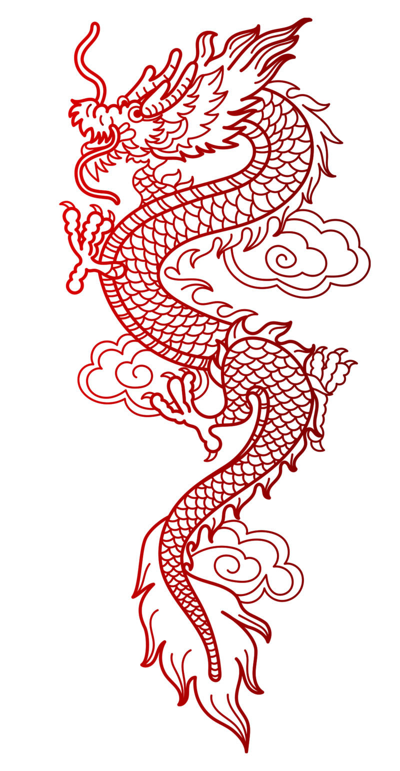 红色龙高清PNG透明装饰元素花纹设计素材免费下载