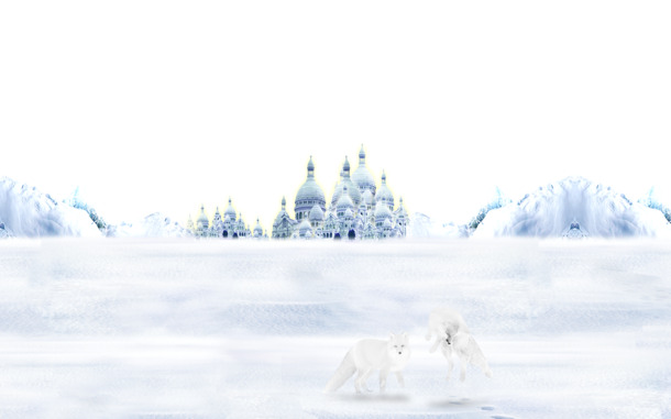 狼与城堡圣诞节高清PNG透明设计素材免费下载