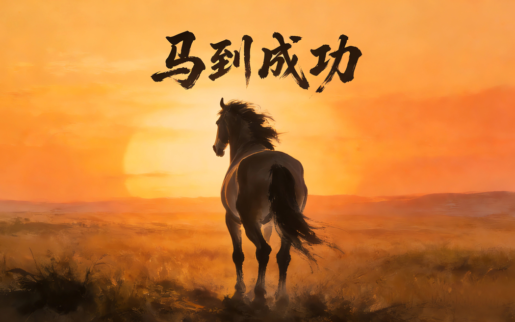 马到成功水墨风高清壁纸 2880x1800平板笔记本免费下载