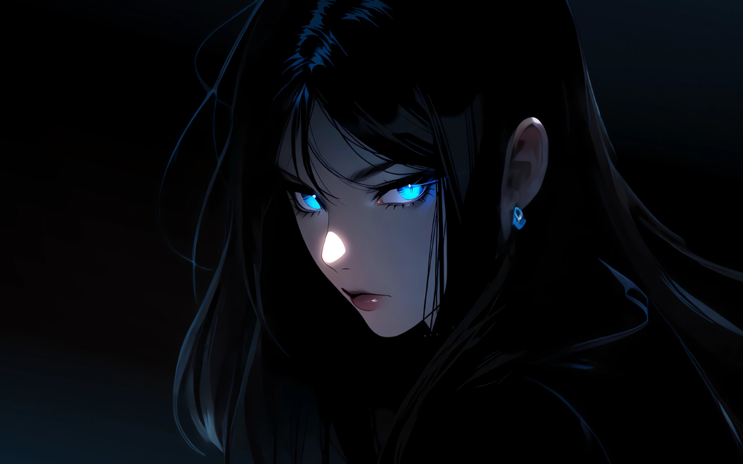 暗黑蓝瞳动漫美女车机壁纸 2880x1800高清免费下载