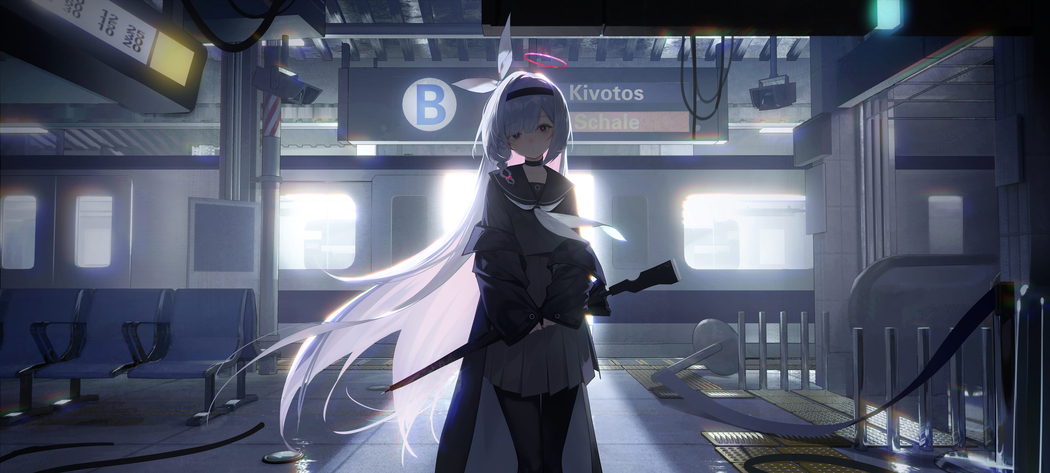 蓝色档案长发动漫女孩连裤袜11K超宽屏4K高清壁纸11111x5000免费下载