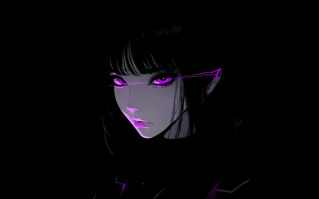 暗黑简约紫色眼睛动漫女孩4K超清横屏3840x2400车机壁纸免费下载
